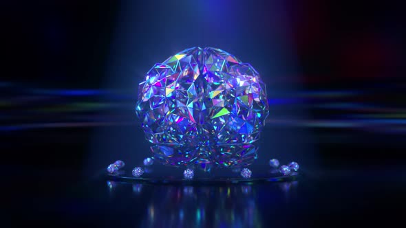 The Diamond Brain Rotates on a Black Background