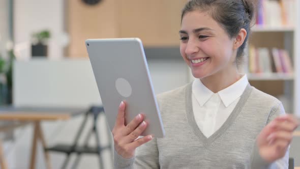 Indian Woman Doing Video Chat on Tablet 