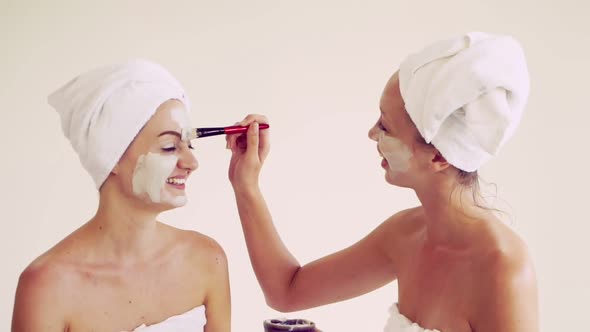 Beautiful Woman Having a Facial Treatment at Spa