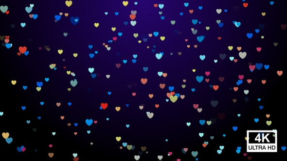 Colorful Hearts Falling 4K