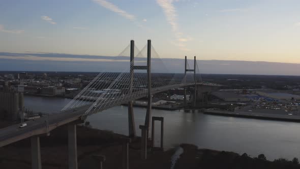 Savannah Bridge during Sunset with Traffic