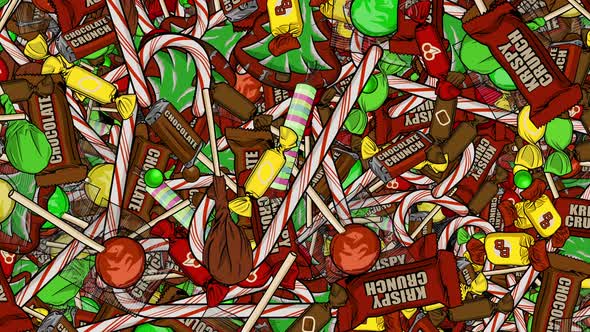 Tons Of Christmas Candy Raining Down Backdrop