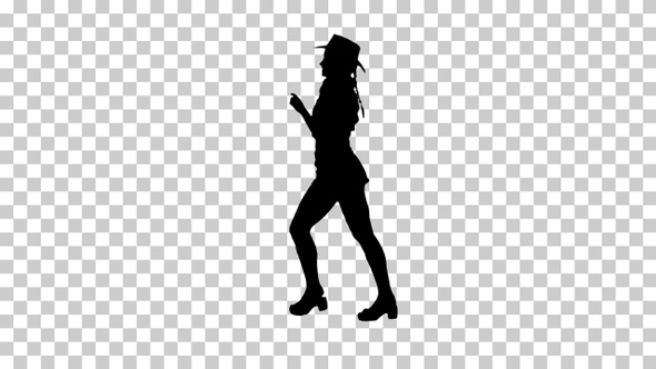 Silhouette girl dances, Alpha Channel