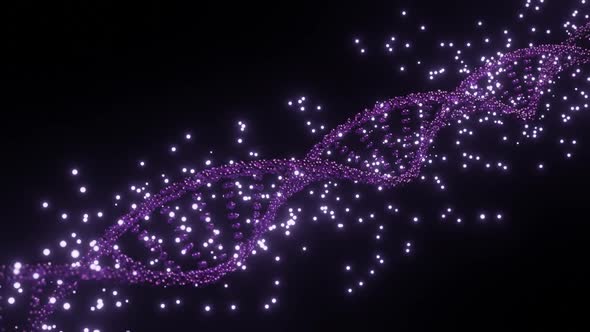 HD Abstract 3D DNA animation on a black background