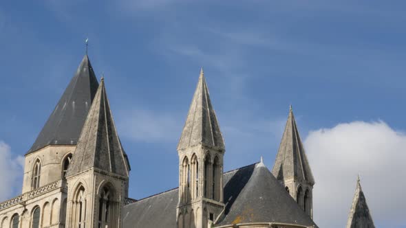 Abbaye aux Hommes religious place in Normandy France by the day 4K 3840X2160 slow tilt UltraHD foota