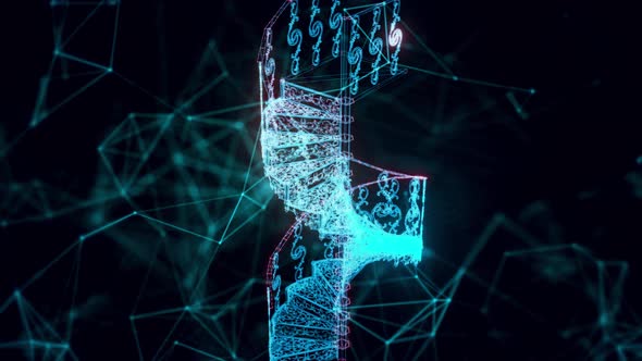 Cast Iron Staircase Hologram Close Up 4k alt