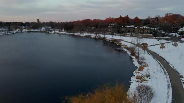 Lake Calhound, minneapolis suburbs during winter time