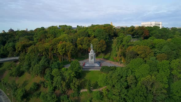 Drone Aerial View Monument to Volodymyr Velykyi on Volodymyr Hill