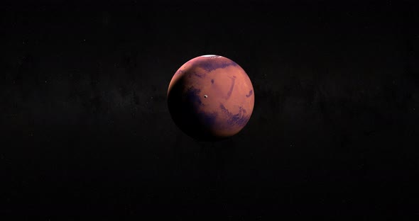 Satellite Phobos Orbiting Around Mars Planet