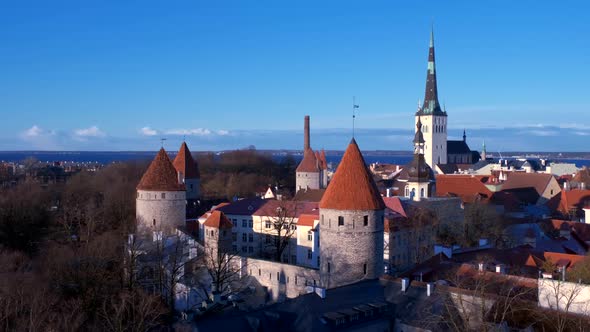 Aerial View of Tallinn Medieval Old Town, Estonia