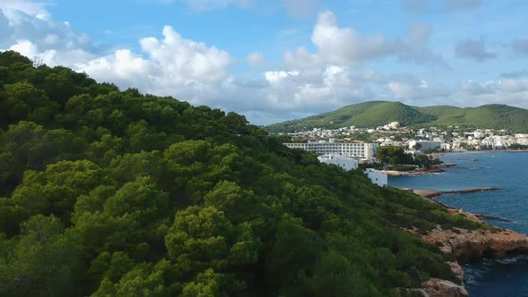 City laying near coastline