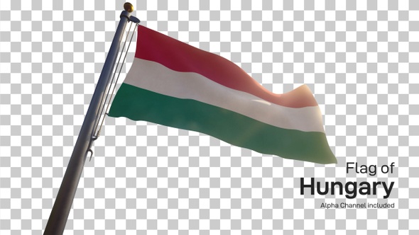 Hungary Flag on a Flagpole with Alpha-Channel