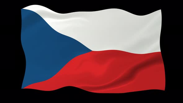 Czechia Waving Flag Animated Black Background
