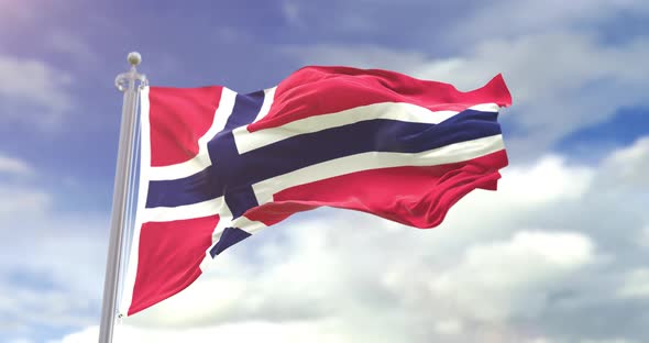 Realistic Norway Flag Slow Motion Looped 4K