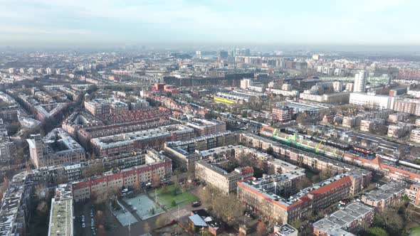 Aerial Footage of the Indische Buurt in Stadsdeel Amsterdam Oost