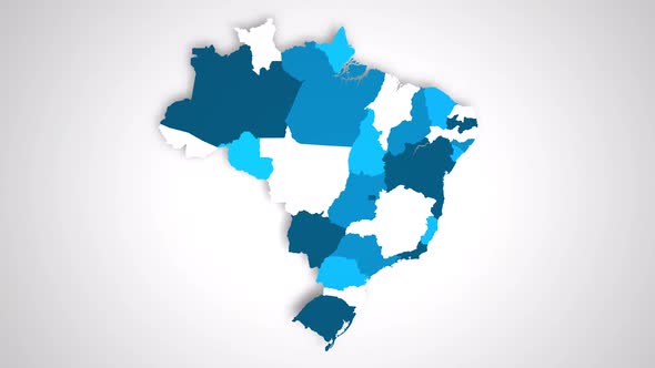 Motion Graphics Animated Map of Brazil Forming - White