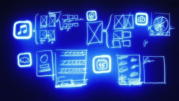 Mobile App Wireframing, Prototyping (Neon Blueprint)
