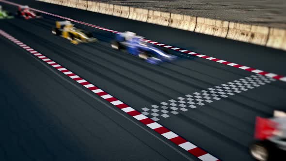 Animation of the final circuit in Formula 1 cars high-speed racing. Loopable. HD
