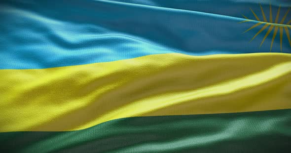 Rwanda national flag waving