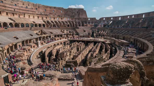 Time lapse of tourist in Rome Colosseum in Italy