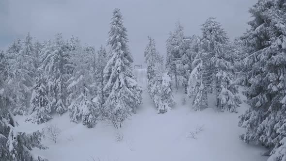 Aerial View of a Fabulous Winter Mountain Landscape Closeup