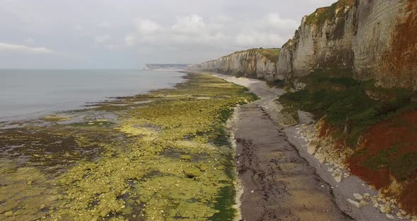 White cliffs at Etretat, Normandy, France.