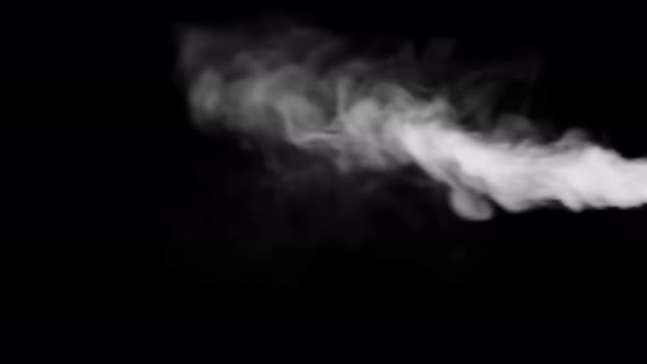 smoke stream on a black background, smoke cloud puff,