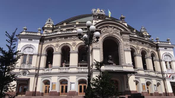 Kyiv. Ukraine: National Opera of Ukraine. Aerial View, Slow Motion