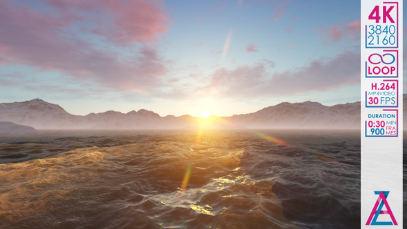 4k Sunset Mountains Ocean And Pink Clouds