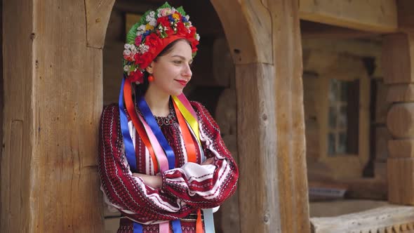 Ukrainian Woman in Traditional Ukrainian National Costume