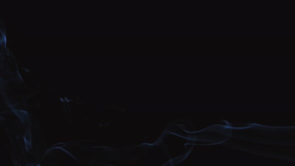 Shot Close Up of Vapouring Smoke Slowly Flying on Black Background. Close Up. Slow Motion.