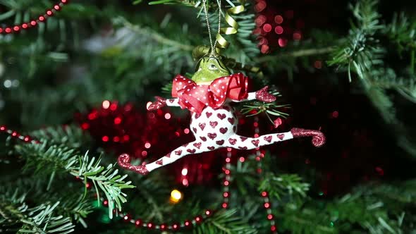 Beautiful christmas tree with decorative chritmas toys
