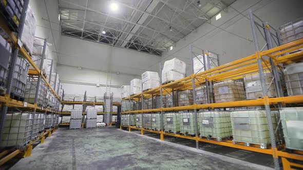 modern warehouse with forklift trucks