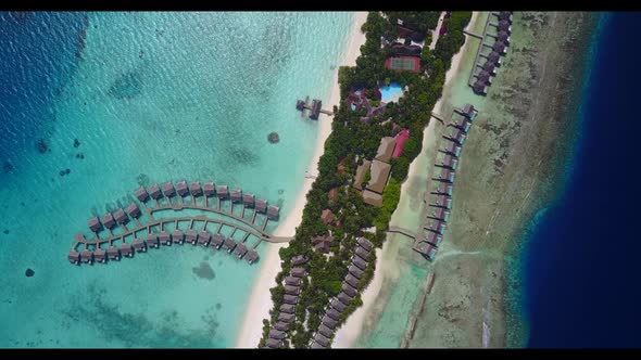 Aerial view tourism of idyllic tourist beach time by clear sea with white sand background of a dayou