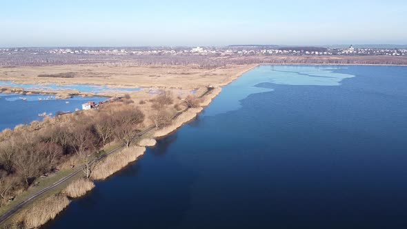 Lake Under Blue Cloudy Sky Aero