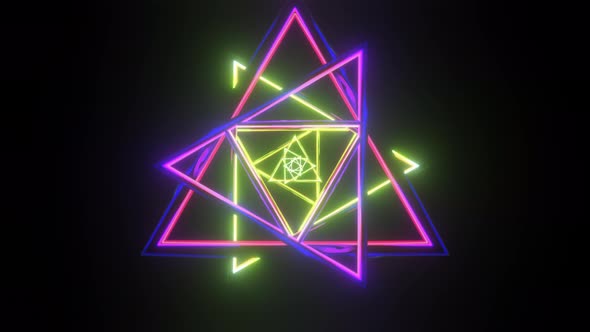 Abstract Triangle Neon Multicolor Psychedelic Hypnotic VJ Seamless Loop Background