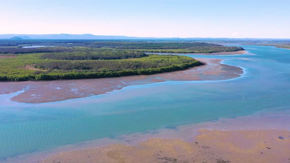 Aerial view of Pumicestone Passage, Queensland, Australia.