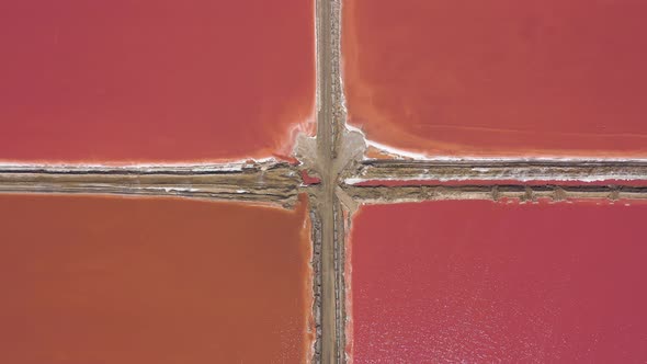 Aerial view of colourful salt lakes, Walvis Bay, Namibia.