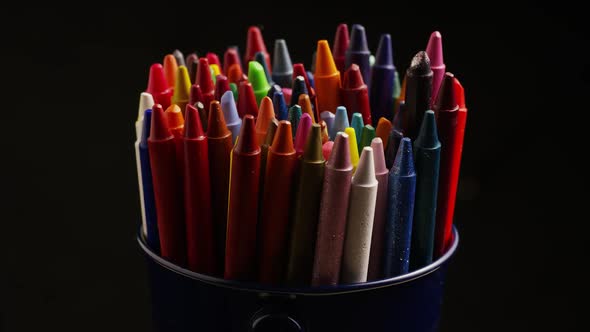 Rotating shot of color wax crayons for drawing and crafts - CRAYONS 