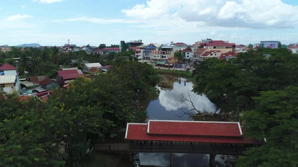 Siem Reap city in Cambodia seen from the sky