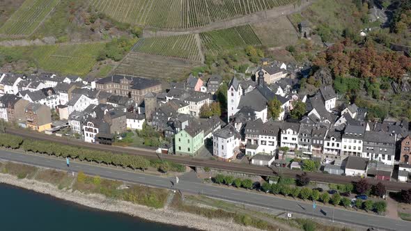 Aerial View of a Village in the Rhine Valley Germany