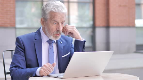 Amazed Old Businessman in Awe By Results Outdoor