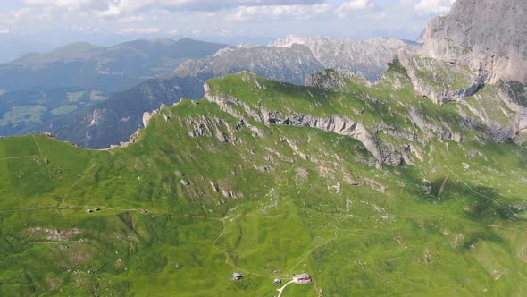 Seceda mountain having one of the most iconic ridgelines in the Dolomites, Italy