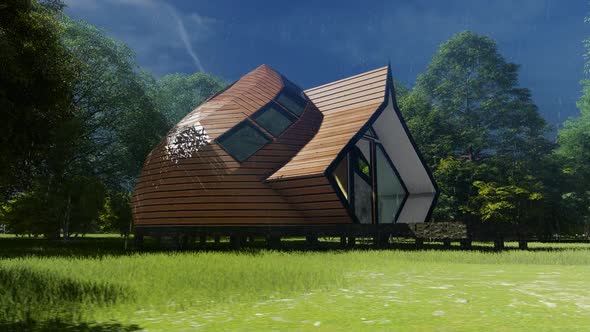 Wooden house concept design in the middle of the forest