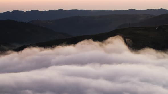 Morning Fog in the Forest, Natural Beautiful Nature Landscape in Mountain, Background