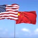 United States flag with China flag waving in the sky - VideoHive Item for Sale