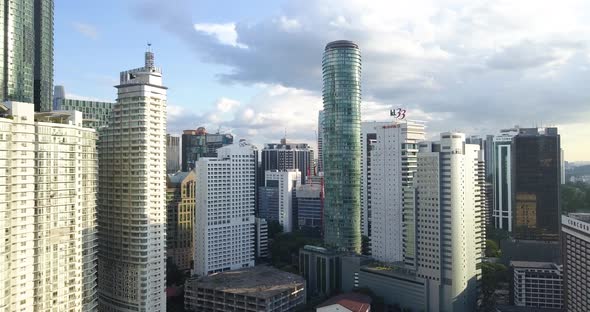 Drone-made City Center Footage, View on Vortex Tower, Sunset, Kuala Lumpur, Malaysia