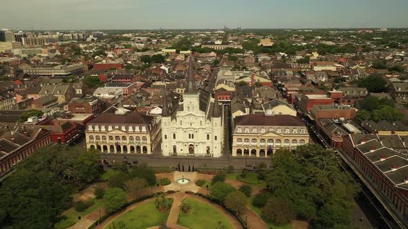 St Louis Cathedral New Orleans Jackson Square French Quarter aerial drone coronavirus covid-19