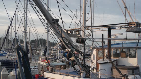 Fisherman Boats in Marina Fishing Industry Seaport Dock Pier Fishery in USA