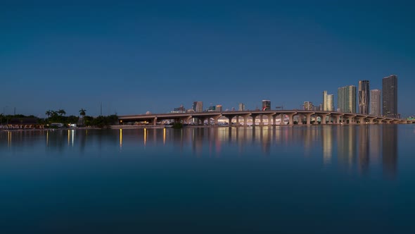 Downtown Miami and Venetian way night to day time lapse